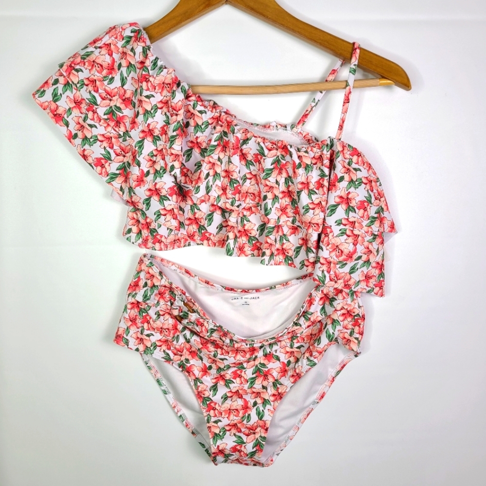 NWT Janie And Jack Pink Floral 2 Piece Swimsuit Size 16